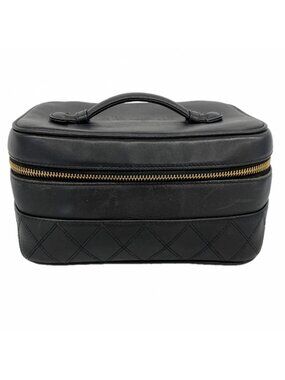 Chanel Vanity Bag Bicolor Lambskin Black Gold